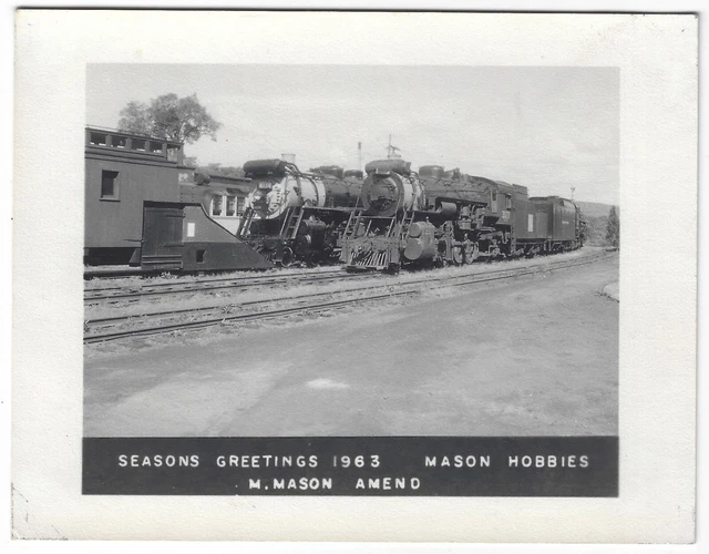 Railroad Train Engine 1963 Vintage Photo Christmas Card Mason Hobbies