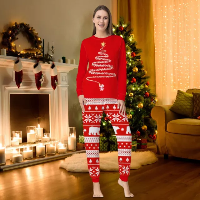 Family Christmas Matching Pajamas Sets Couples Sleepwear Holiday Nightgown Adult 3