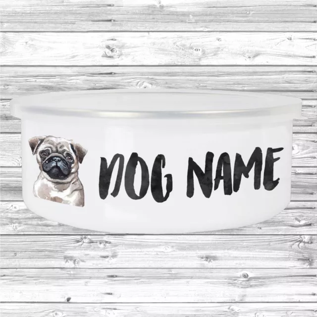 Personalised Watercolour Name Pet Bowl 92 Dog Breeds Food Water