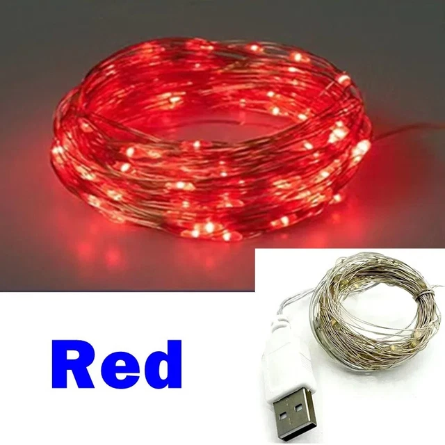 USB LED String Lights Copper Silver Wire Garland Light Waterproof Fairy Lights