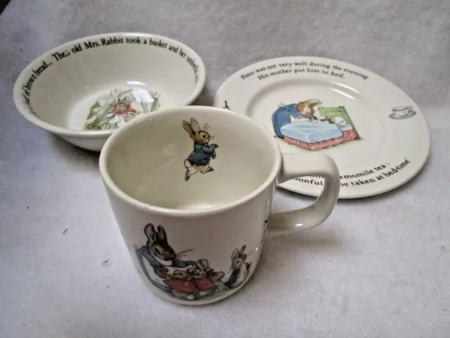 Wedgwood Etruria Beatrix Potter Peter Rabbit Child’s 3 Piece Porcelain Dish Set