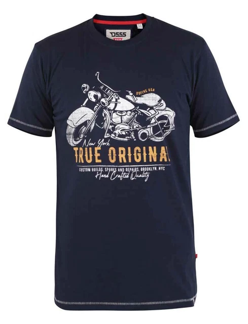 Duca Uomo Axbridge T-Shirt Moto Stampato Maglietta D555 Misura King Cotone Top