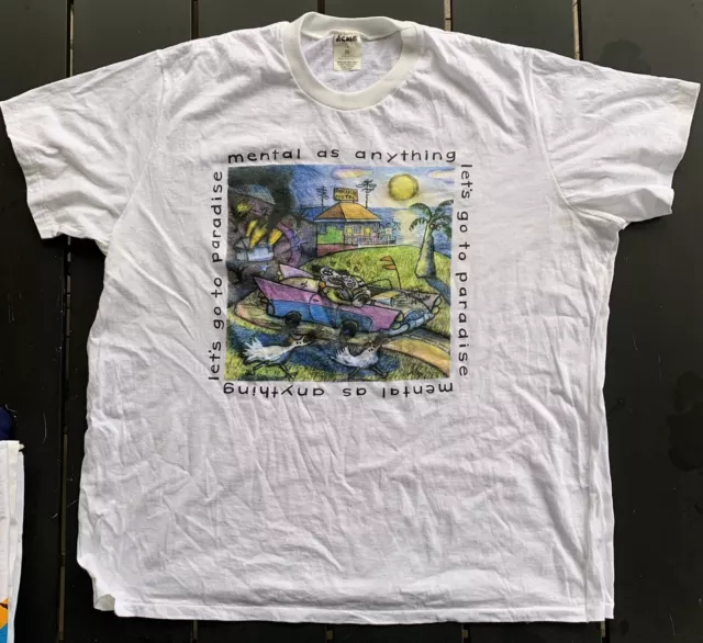 MENTAL AS ANYTHING~original 1986 Reg Mombassa design T-shirt~never worn~Let's Go