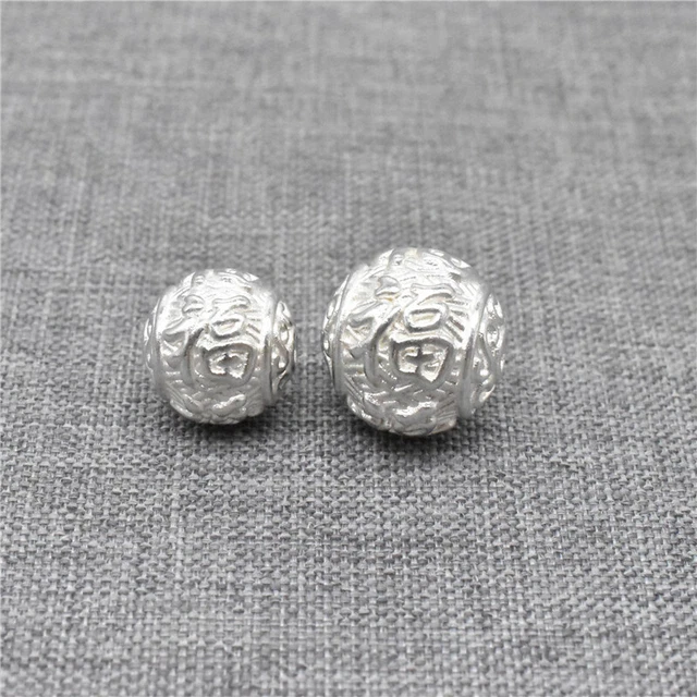 2pcs of 925 Sterling Silver Shiny Good Fortune Beads for Lucky Chinese Bracelet