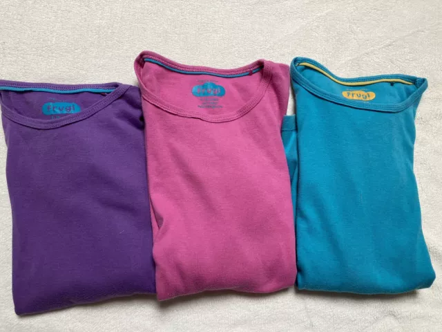 3 x Frugi Girls Long Sleeved Tops Age 9 - 10 Years, Pink, Purple & Blue