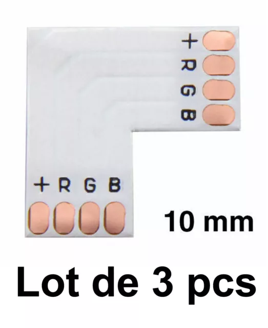 Lot de 3 Connecteur COUDE pour 2 strip leds SMD5050 RGB 10mm - CL5125-LT3