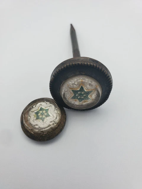 Beautiful Green Star set Decorative Victorian Picture Hanging Nail, Brass Glass