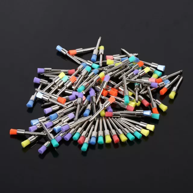 100pcs Mixed Color Nylon Brushes Flat Dental Polishing Polisher Brush EOM