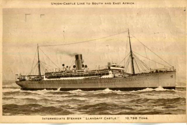 1932 postcard Union-Castle Line Intermediate Steamer RMS LLANDAFF CASTLE