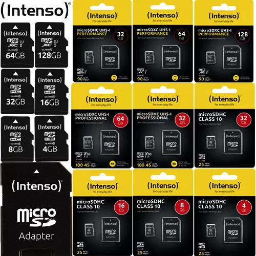 Intenso Micro SD Karte 128GB 64GB 32GB 16GB 8GB 4GB Micro SDHC SDXC Klasse 10