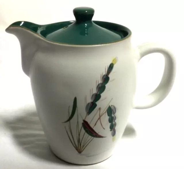 Vintage Denby Green Wheat Tea Coffee Pot Ceramic Signed 16cm Tall