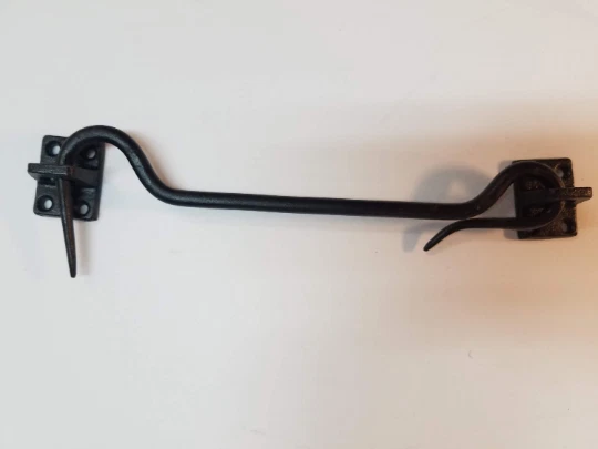 Large Black 12" cast iron hook and latch lock hook barn door gate hook Farmhouse