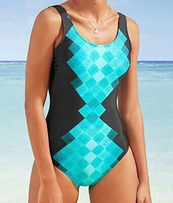 BADEANZUG SCHWIMMANZUG SCHWIMMER NAVYBLAU MIT BEIN 36 38 40 42 44 46 48 50 DAMEN 