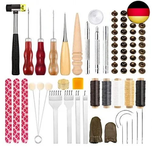 Bamru Leder Werkzeug Set, Leder DIY Werkzeuge für Anfänger, Leder Nähen Set mit