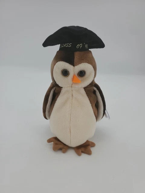 Rare Vintage TY Beanie Baby Wise the Owl "Class of 1998" with Tag Errors Retired