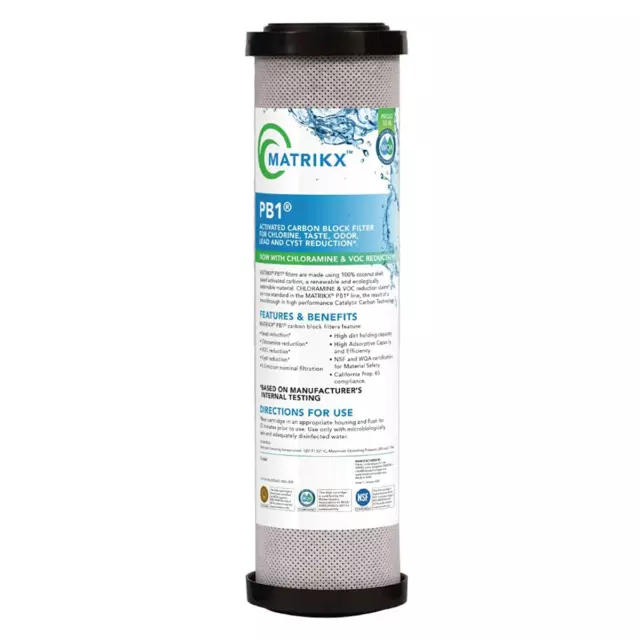 Matrikx PB1 Activated Carbon Block 10" Water Filter Heavy & Chloramine Reduction