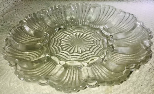 Anchor Hocking Pressed Depression Glass Egg Plate Dish, Antique EAPG