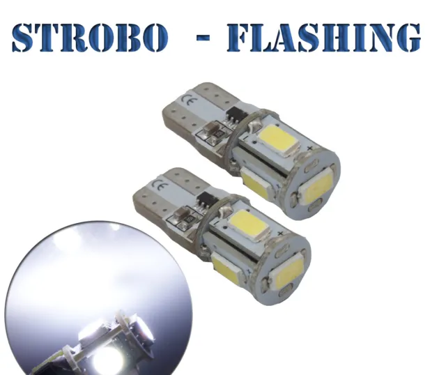 2 Ampoules w5w T10 LED Blanc Veilleuses feux  Positions STROBO FLASH Stroboscope