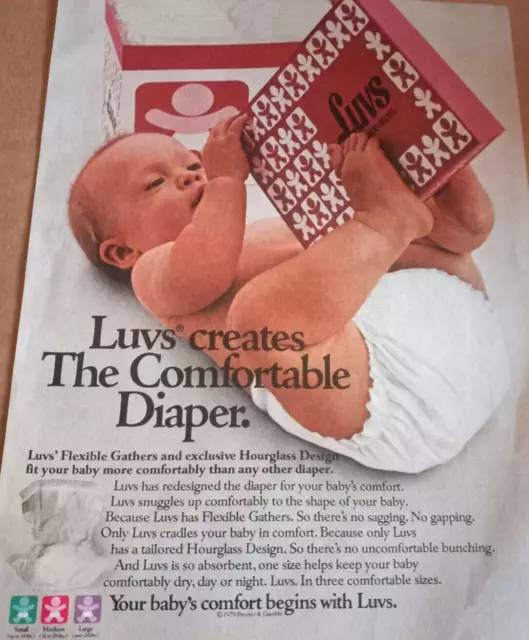 1980 print ad page - LUVS Diapers cute baby Procter Gamble vintage Advertising