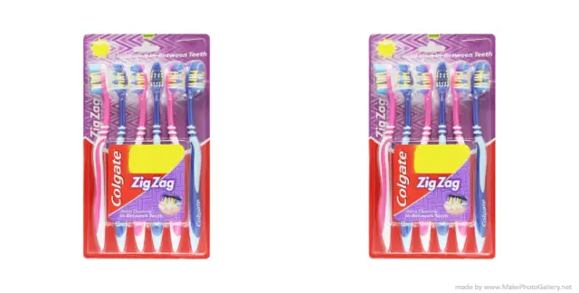 Set Of -12 Colgate Toothbrush ZIG ZAG Medium Bristle Flexible Body Extra Clean