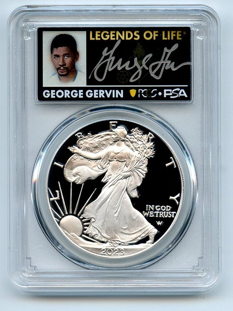 2023 W $1 Proof Silver Eagle PCGS PR70DCAM FDOI Legends of Life George Gervin