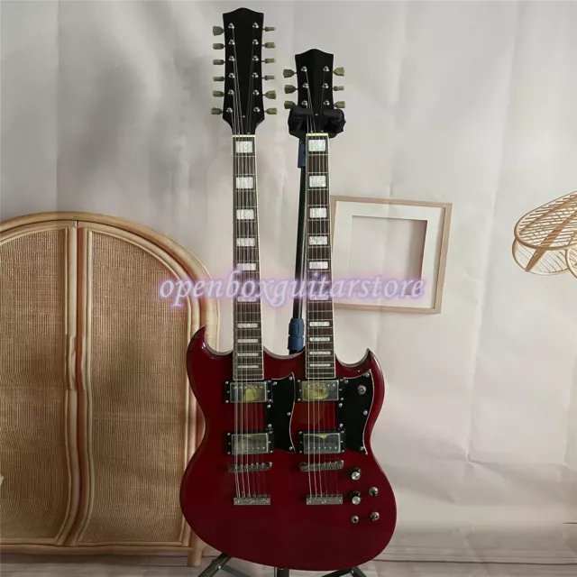 12+6 String Double Neck Wine Red Electric Guitar Rosewood Fretboard in Stock