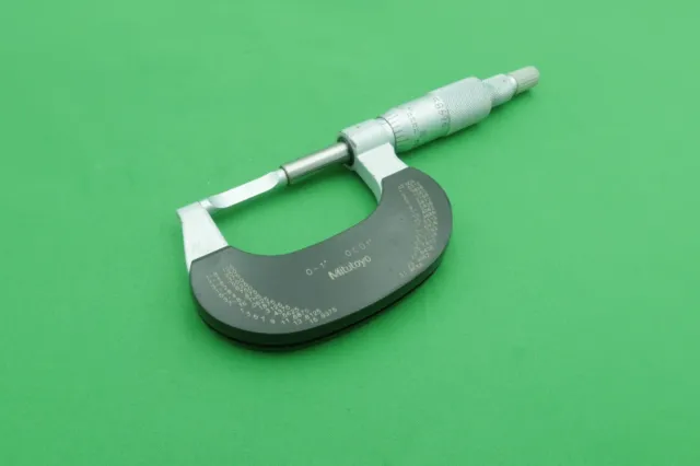 Mitutoyo 122-125 Blade Micrometer 0-1" .0001" Japan Type A Anvils