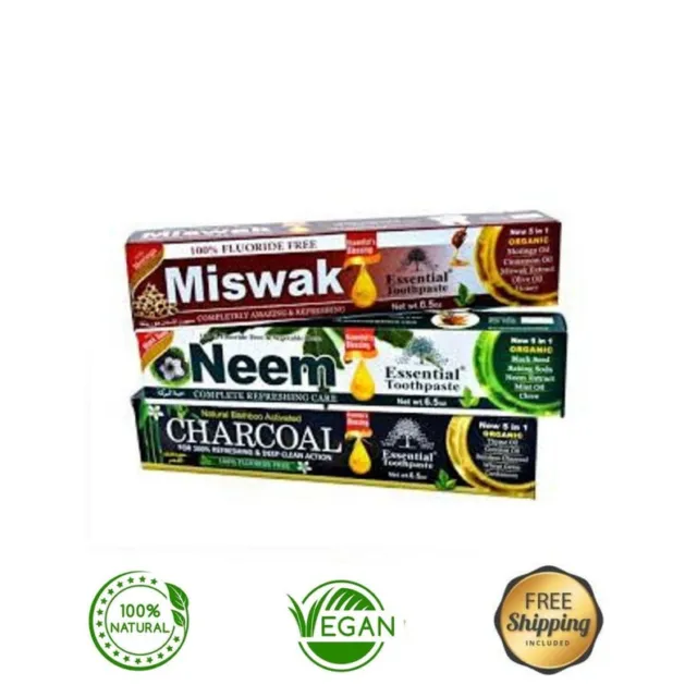 Essentia Fluoride-Free Toothpaste Charcoal/Miswak/Black Seed/Moringa/Neem Vegan