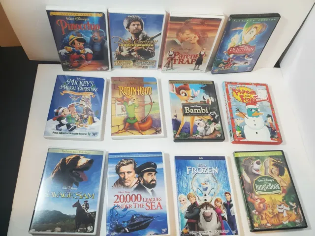 Lot Of 12 Disney Movie Titles - Pinocchio, Peter Pan, Bambi, Junglebook, & More