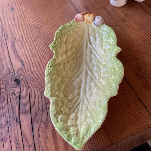 Vintage Staffordshire Shorter and Son England Hand Painted Leaf Dish