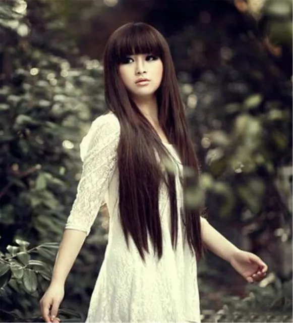 Women Girls Natural Look Fringe Cosplay Costume Party Long Full Long Hair Wigs