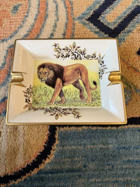 HERMES ライオンデザイン灰皿 HERMES LION DESIGN Ashtray 19.8cm x 16cm ceramics HERMES PARIS