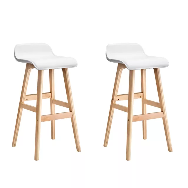 Artiss 2x Bar Stools Kitchen Dining Chairs Wooden Counter Stool White