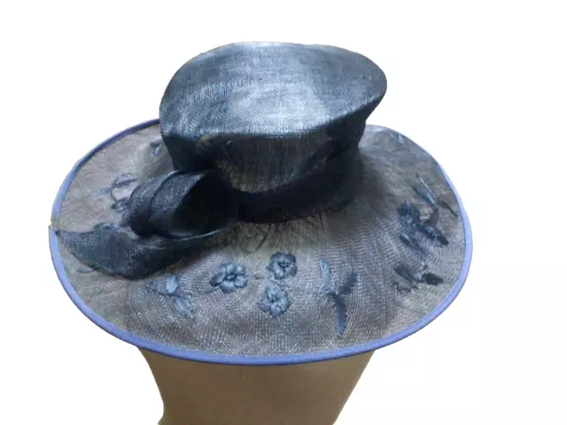 Ladies Jacques Vert Blue Hat Wedding Bride Races Excellent Condition Medium