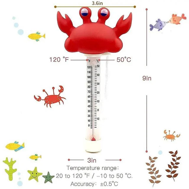 Thermomètre Flottant Pour Piscine Et Spa - Design Animaux Mignons, Grande Lecture, Avec Corde - 6