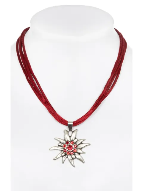 Schuhmacher Halskette mit Edelweiss 9196-4 bordeaux