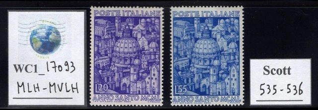 WC1_17093. ITALY. 1950 HOLY YEAR set. Sc. 535-536. MLH-MVLH