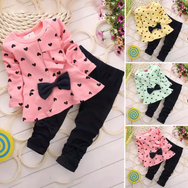 Kids Baby Girls Toddler Pullover T-shirt Tops Pants 2PCS Set Outfits Tracksuits