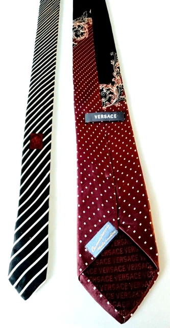 Cravate Versace Bordeaux / Noire 100% Soie - Made In Italy 2