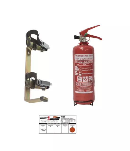 Extincteur 2kg Abc Poudre Autofeuerlöscher + Voiture Support Bande + Plaque