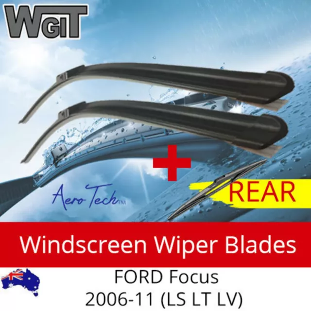 Wiper Blades Kit Front Rear For FORD Focus 2006-11 (LS LT LV) - 3x Blades