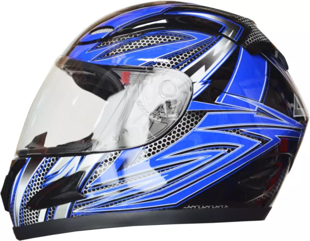 NEW FULL FACE MOTORCYCLE HELMET ADULT LARGE BLUE 5 tick approved FULL