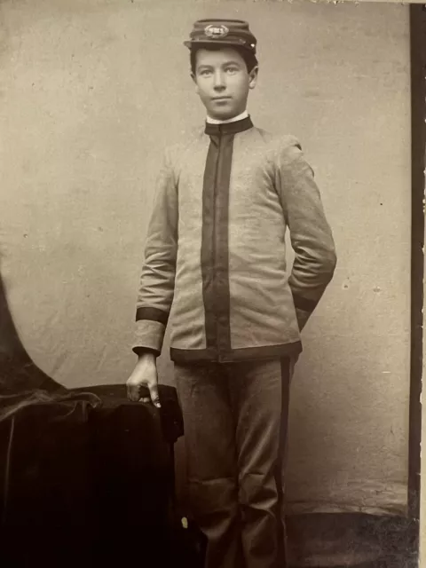 Antique Cabinet Card Photo Of A Young American Military Cadet In Unifom