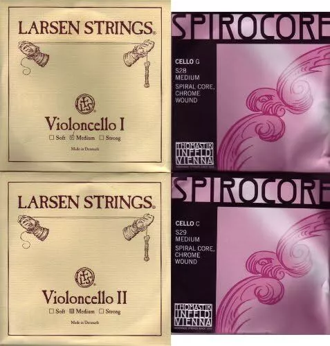 LARSEN SPIROCORE Cello Strings Set Larsen AD SPIROCORE GC chrome wound New