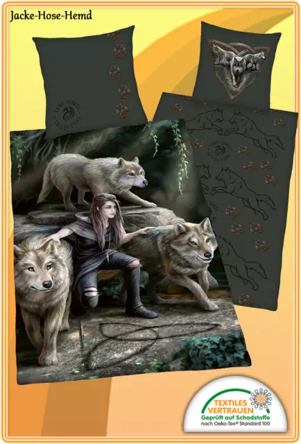 Bettwäsche Anne Stokes - Motiv: Wolf  - Renforce Gr. 135x200 cm NEU