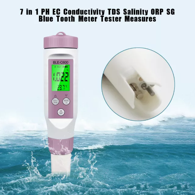 7 En 1 PH EC Conductivité TDS Salinité ORP SG Blue Tooth Meter Tester Mesures