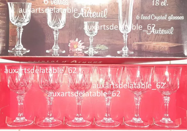 Cristal d'Arques 6 verres a vin  en cristal modèle Auteuil
