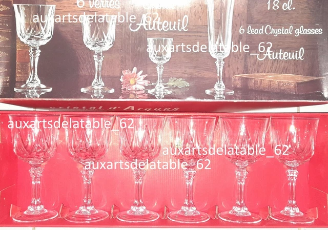 Cristal d'Arques 6 verres a vin  en cristal modèle Auteuil