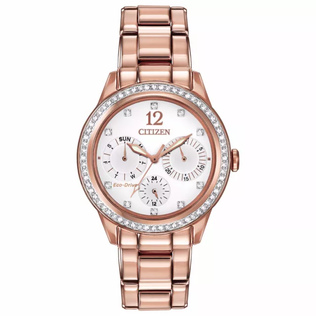 Citizen Eco-Drive Women's Silhouette Crystals Rose Gold Watch 37MM FD2013-50A