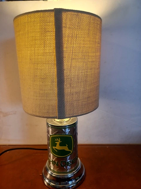 John Deere 18” Table Lamp Light - Silver in color awesome  looking  (u36)
